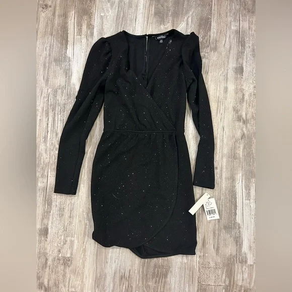 black long sleeve crossover dress Black Knot Crossover Maxi Dress – BLANK